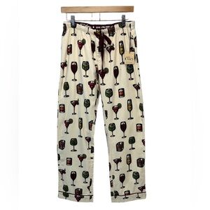 PJ Salvage 100% Cotton Flannel Cocktail Print Lounge Pajama Pant - Ivory